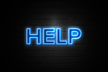 Help neon Sign on brickwall