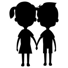Obraz na płótnie Canvas cute and little kids couple silhouette vector illustration design