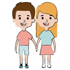 cute and little kids couple vector illustration design