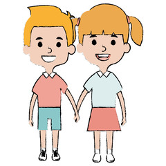 cute and little kids couple vector illustration design