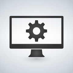 Computer or Monitor icon. Service Cogwheel sign. Personal computer symbol. Vector.