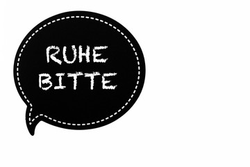 Ruhe bitte Text in einer Sprechblase