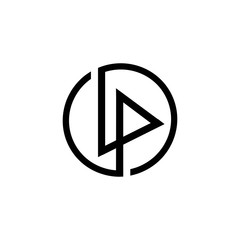 art of letter lp in a circle logo vector