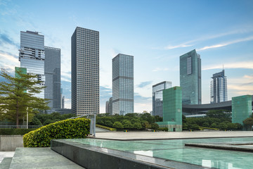 Obraz na płótnie Canvas financial district of shenzhen against blue sky