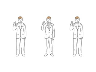 Businessman cartoon character vector One finger, one two, three.