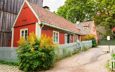 Fototapeta na wymiar Traditional old houses in Oslo