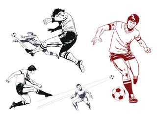 Fototapeta premium Set of football players. Stock illustration.