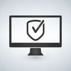 Computer Approve checkmark in the shield Icon, vector illustration.