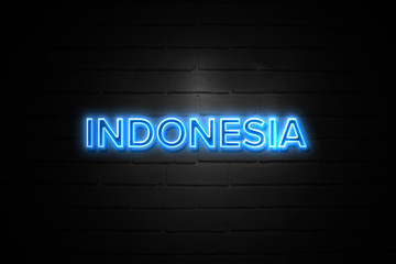 Obraz premium Indonesia neon Sign on brickwall