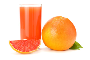 healthy food. grapefruit juice with sliced grapefruit isolated on white background