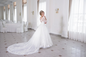 Fototapeta na wymiar Beautiful bride in wedding dress 