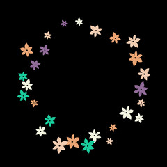 Festive Background with Colorful  flowers. Feminine Pattern for Postcard, Print, Banner or Poster. Small Pretty  flowers For Party Decoration, Wedding, Birthday or Anniversary Invitation. 
