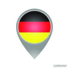 Map pointer with flag of Germany. Gray abstract map icon. Vector Illustration.