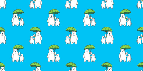 bear seamless pattern vector Polar bear isolated umbrella raining wallpaper background