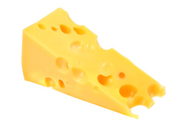 piece of cheese isolated on white background