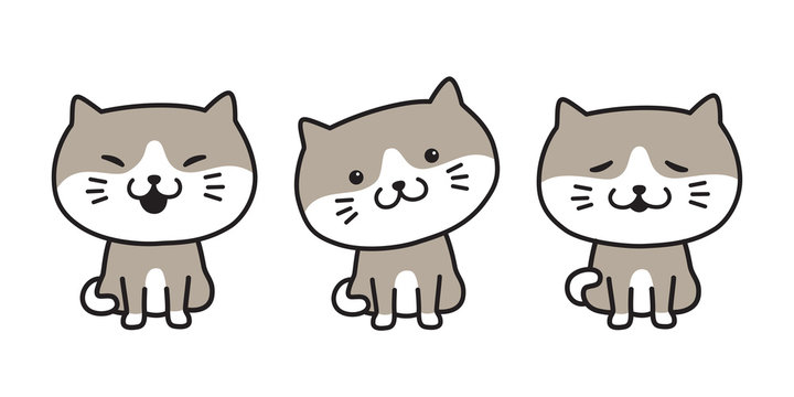 cat vector icon character  logo cartoon calico kitten illustration icon doodle