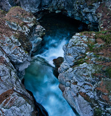 the water of the creek moving seems to be silk