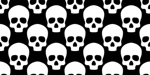 Skull seamless vector Halloween pattern bone ghost face gothic isolated wallpaper background