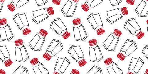 Fototapeta na wymiar pepper isolated Salt sugar shaker bottle seamless pattern wallpaper background red