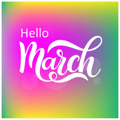 Hello March spring lettering. Elements for invitations, posters, greeting cards