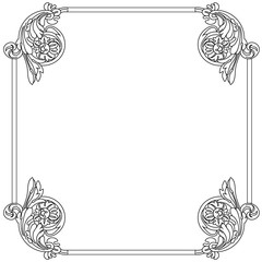 Vintage border frame engraving with retro ornament pattern in antique baroque style decorative design. Vector