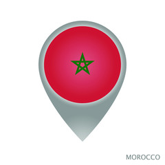 Map pointer with flag of Morocco. Gray abstract map icon. Vector Illustration.