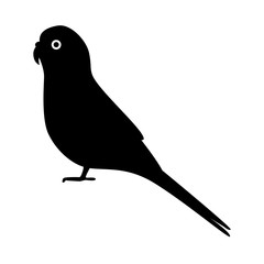 Budgerigar parrot silhouette icon in flat style