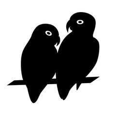 Lovebird parrots silhouette icon in flat style