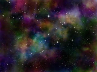 Fototapeta premium Star field in galaxy space with nebula, abstract watercolor digital art painting for texture background