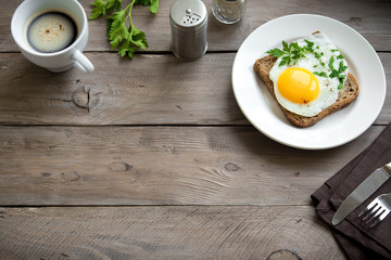 Fried Egg on Toast for Breakfast