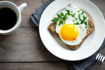 Fried Egg on Toast for Breakfast