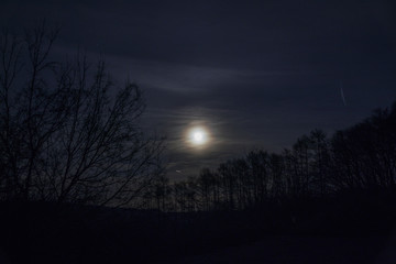 full moon at night with cloudy sky