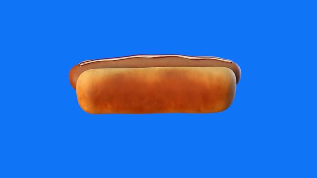hot dog on blue background 3D render