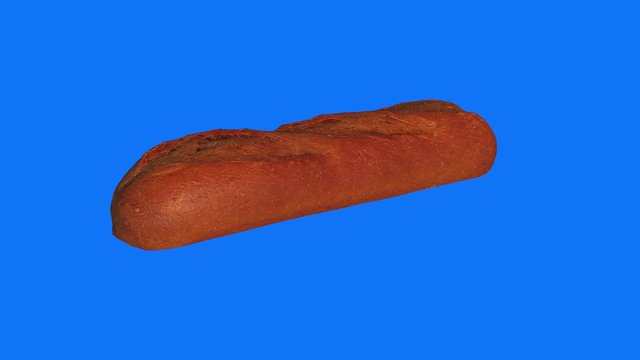 loaf baguette bread on blue background 3D render