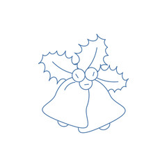 merry christmas bells holly berry decoration beauty vector illustration