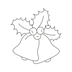 merry christmas bell with bow and leafs decorative