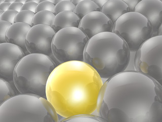 Yellow and grey spheres