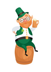 Image of a leprechaun in cartoon style. Saint Patrick’s Day illustration isolated on the white background.
