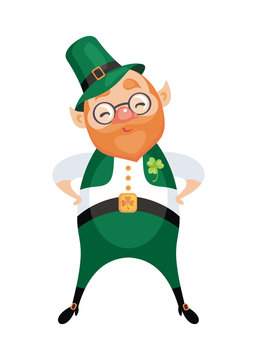 Image of a leprechaun in cartoon style. Saint Patrick’s Day illustration isolated on the white background.