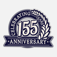 155 years anniversary logo template. Vector and illustration. 