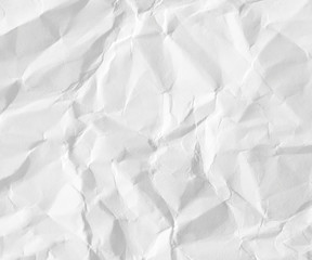 Paper white wrinkled and aged. Background surface for various purposes.