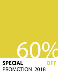 Special Promotion 60 percent pantone style vector (yellow color) for banner or poster. Sale and Discounts Concept.