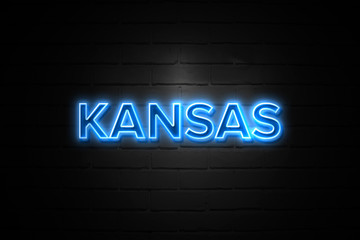 Kansas neon Sign on brickwall