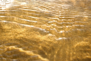 Sea Sand beach and wave on top view.
