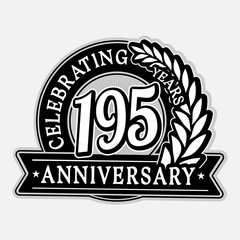 195 years anniversary logo template. Vector and illustration. 