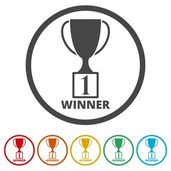 Trophy sign icon, Trophy Cup Flat Icon, 6 Colors Included