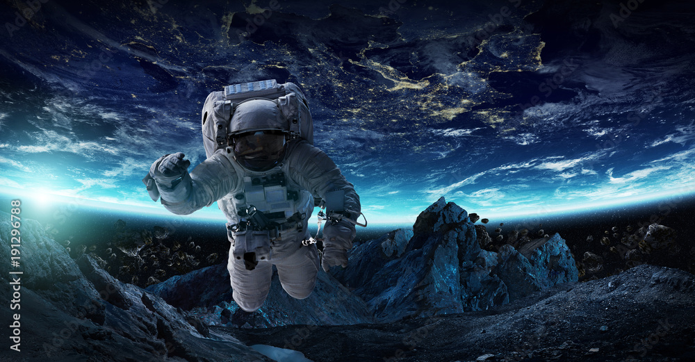 Wall mural astronaut floating in space 3d rendering elements of this image furnished by nasa