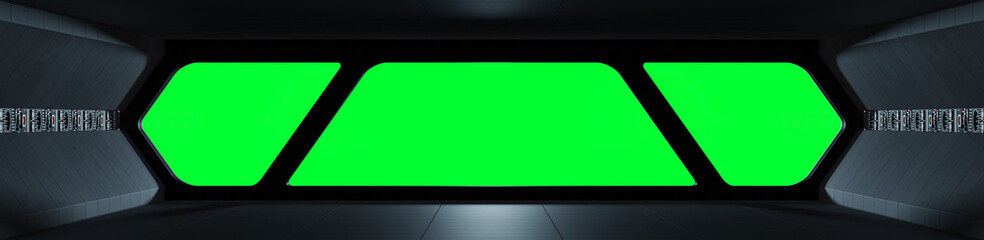 Spaceship futuristic interior with window view