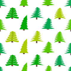 Fototapeta premium Seamless pattern with spruces on white background. Vector illustration 