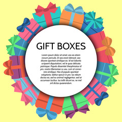 Background with a colorful gift boxes. Vector illustration.
